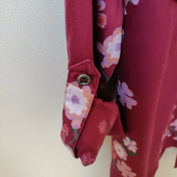 NWT BILLY T Tunic Top Lyocell Raspberry Floral Long Sleeves M - Picture 4 of 8
